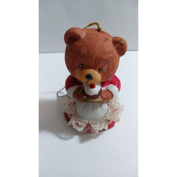 Vintage Jasco Teddy Bear Christmas Ornament Bell L'il Chimer Made In Taiwan - Picture 2 of 8